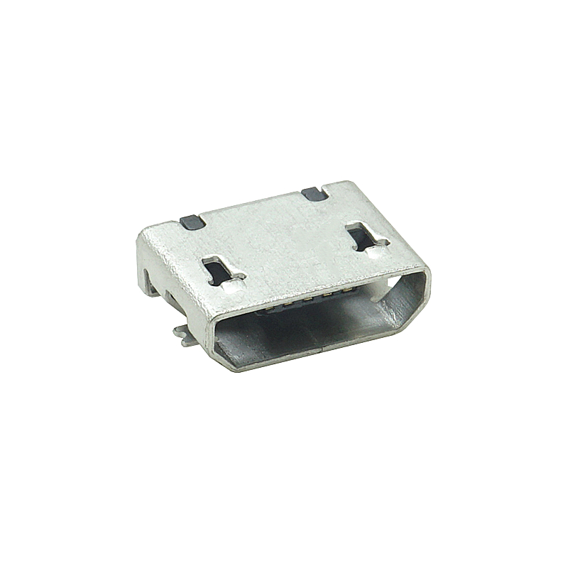 USB连接器Micro 5PIN 全贴有柱平口Micro5s B型无翻边