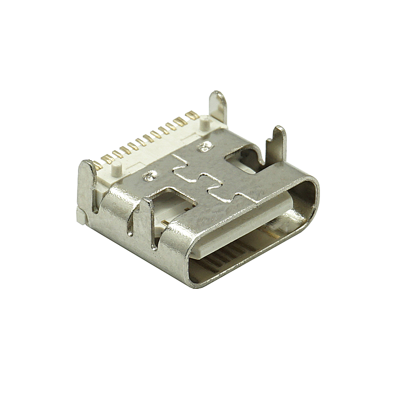 USB TYPE-C母座16PIN板上型四脚插板