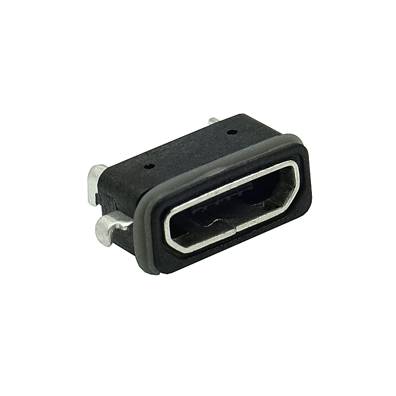 Micro USB 5Pin母座沉板平口防水