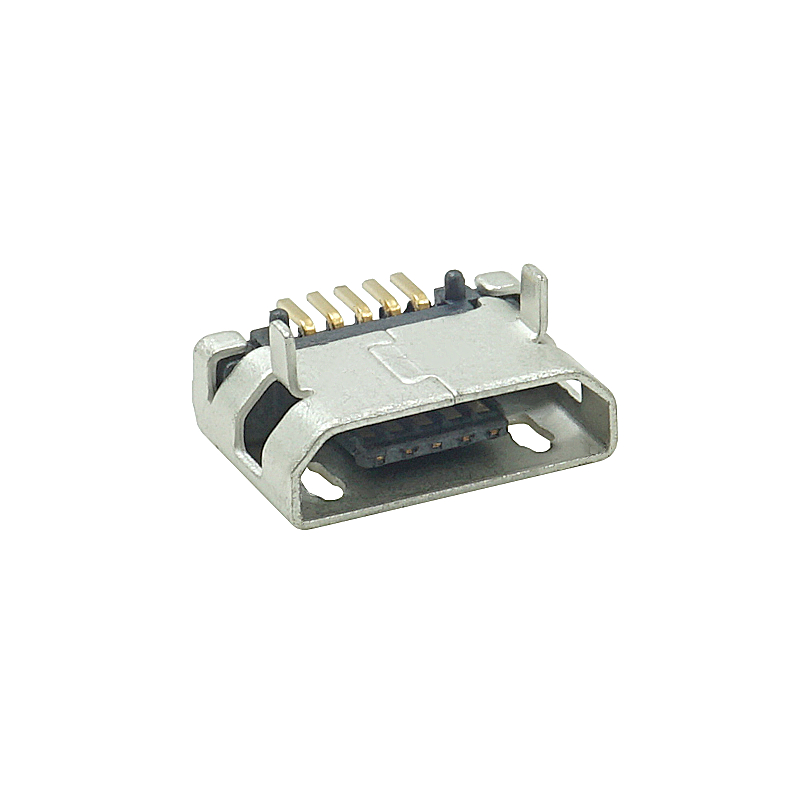 USB母座 5S B型插板5.9脚长1.25有柱加长0.75加焊脚无导位卷带