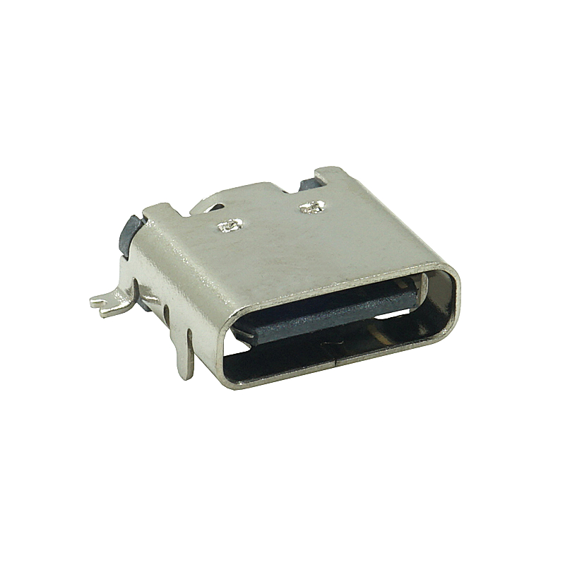 TYPE-C母座USB连接器单排16PIN前插后贴有柱