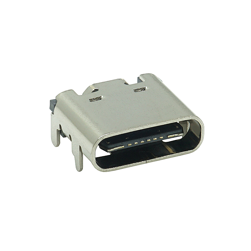 USB连接器TYPE-C母座16PIN 镀金1U 黑胶