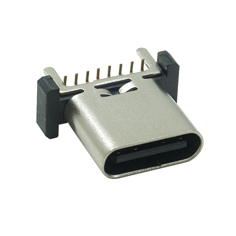 TYPE-C母座USB连接器16PIN立式SMT H10