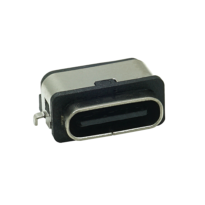 USB连接器防水TYPE-C母座6P沉板两脚插板