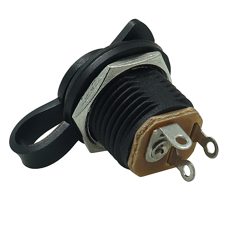 DC电源插座022-2.5针防水带螺纹螺圆孔