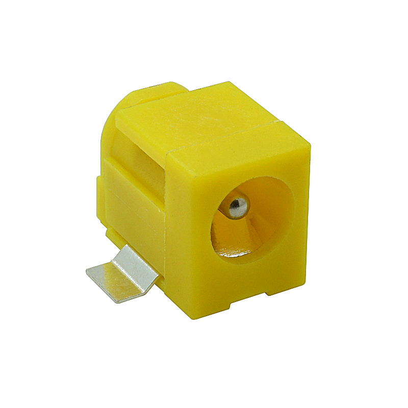 订制黄色贴片立体式DC电源插座连接器