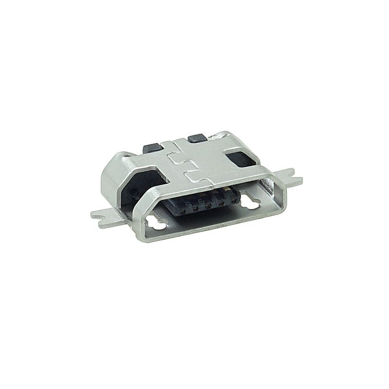 沉板1.6mm两脚贴板平口/卷边MICRO 5P B型母座USB 2.0连接器